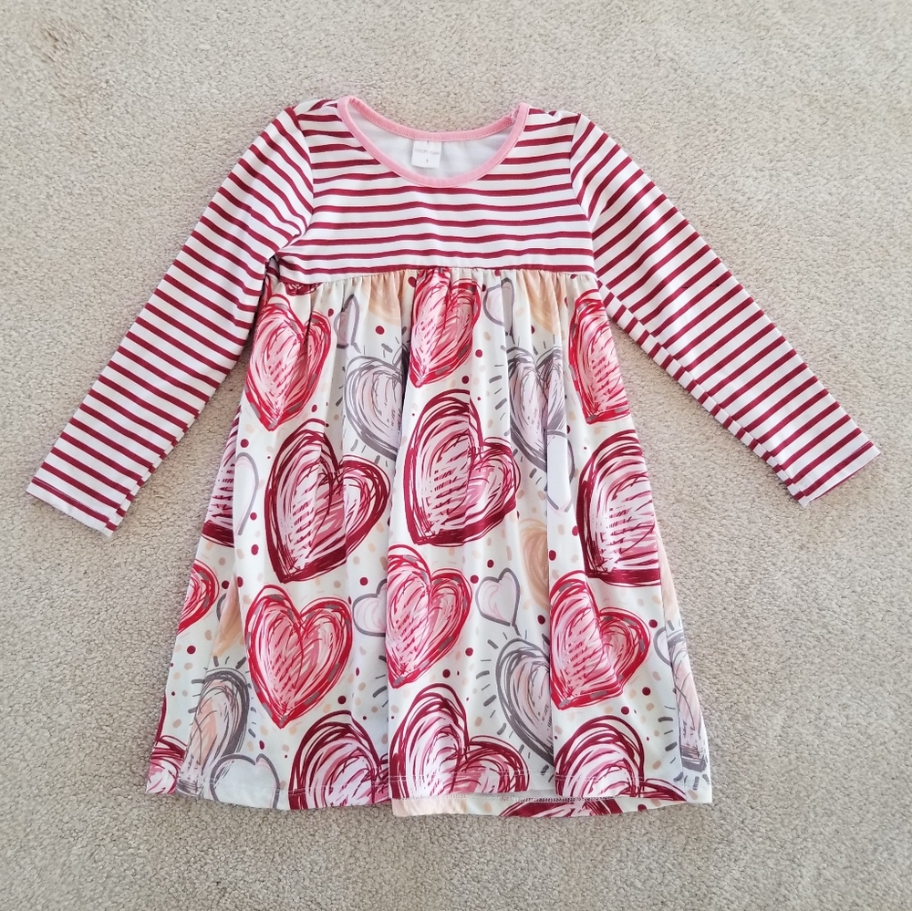Penelope Plumm Heart Patterned Long Sleeve Dress Size 3